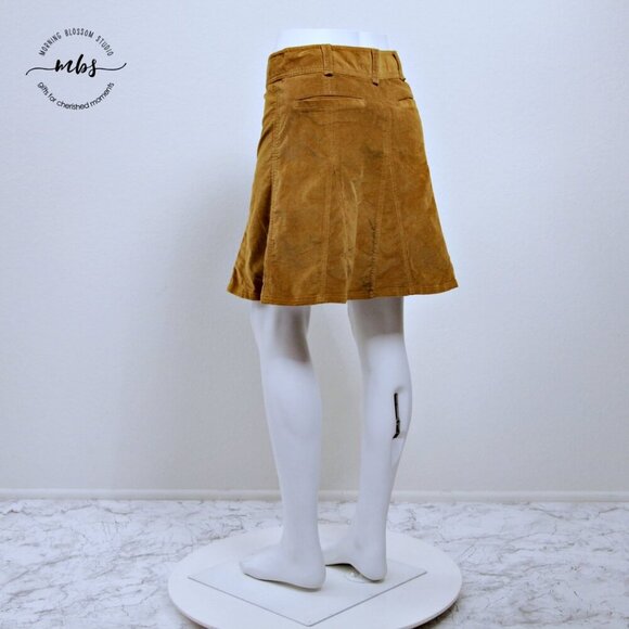 Athleta Old Gold Whenever Cord Cotton Blend Corduroy Midi Skirt - Picture 4 of 13